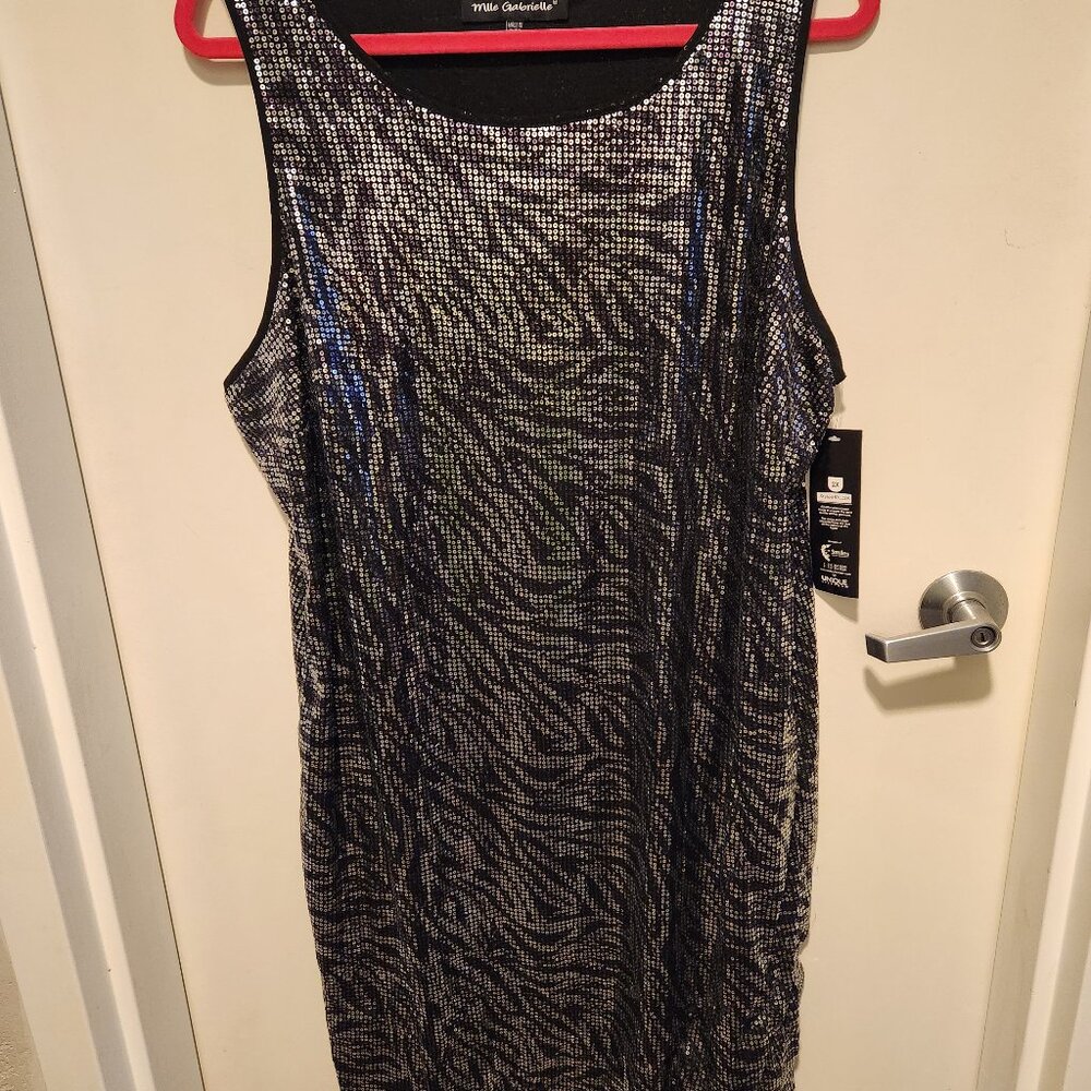 Zebra Sequin Sleeveless Dress